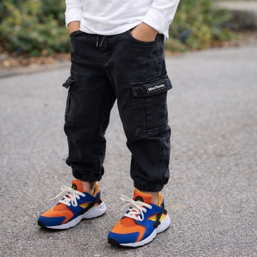 Nike Air Huarache Youth Sneakers Size 3Y Blue Orange Athletic Shoes